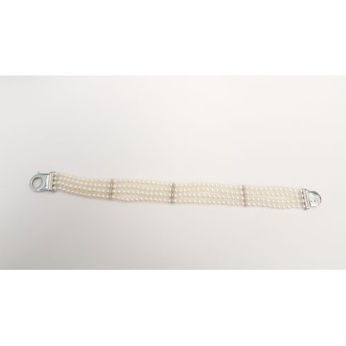 Bracciale di Perle Kiara BR159 con Chiusura in Oro Bianco